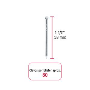Blíster con 80 clavos estándar 1-1/2" sin cabeza - TRUPER