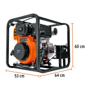 Motobomba autocebante 10 HP a diesel 4" x 4", 4 tiempos - TRUPER