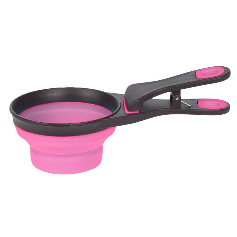 Recogedor-de-comida-para-mascotas-con-estructura-de-plastico-y-base-colapsable-de-silicona.-Incluye-un-clip-para-bolsas.