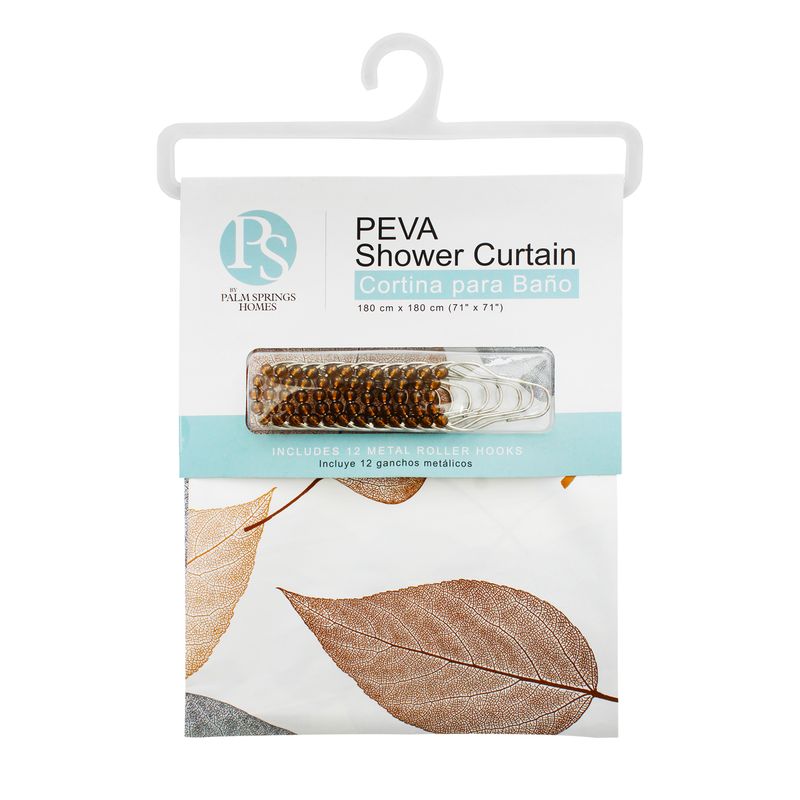Cortina-de-baño-con-diseño-estampado-de-HOJAS-DE-OTOÑO--elaborada-en-plastico-PEVA-resistente-al-moho---12-ganchos.
