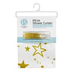 Cortina-de-baño-con-diseño-estampado-de-ESTRELLAS-DORADAS--elaborada-en-plastico-PEVA-resistente-al-moho---12-ganchos.