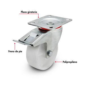 Garrucha de 4 pulgadas para CARGA INTERMEDIA de 80 kg. - WRT