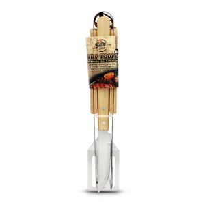 Set de utensilios para BBQ PREMIUM, de acero inoxidable y madera natural. - BISTRO BBQ