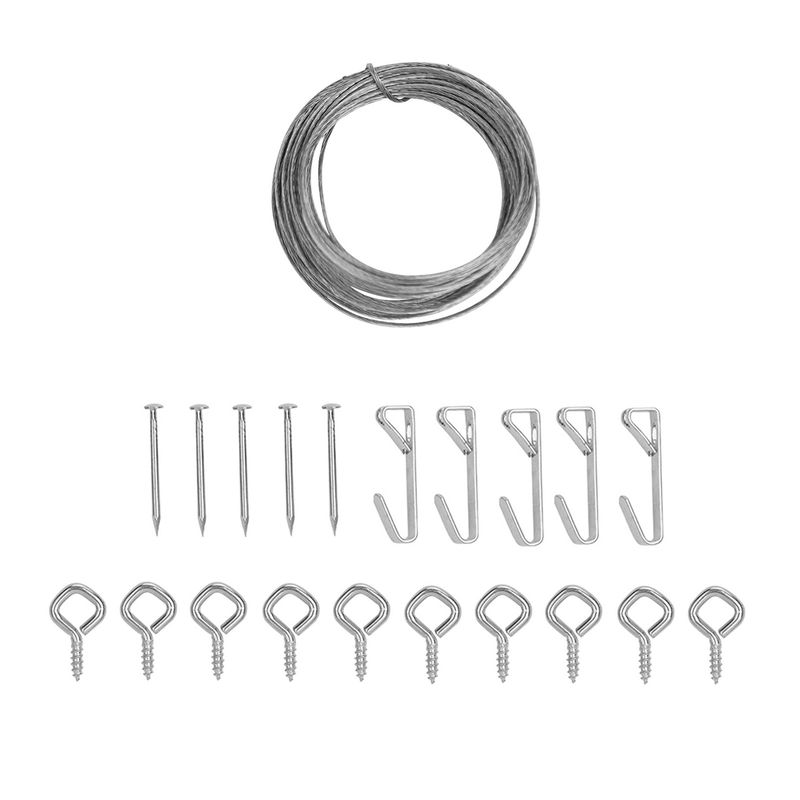 Kit-de-accesorios-para-colgar-cuadros-que-incluye--4-ganchos-de-10-y-30-lbs-10-cancamos-y-1-alambre-trenzado-de-27-m.