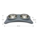 Plato-doble-para-perro-con-estructura-base-de-plastico-de-facil-traslado-y-2-platos-pequeños-de-acero-inoxidable.