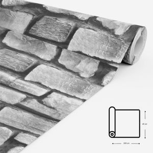 Papel adhesivo con diseño tipo MURO DE PIEDRAS. - DECORE