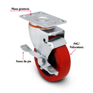 Garrucha de 4 pulgadas para CARGA PESADA de 130 kg. - WRT