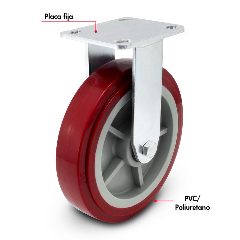 Garrucha-de-8-pulgadas-con-llanta-de-PVC-y-poliuretano--y-plataforma-fija.-CARGA-PESADA-de-380-kg.