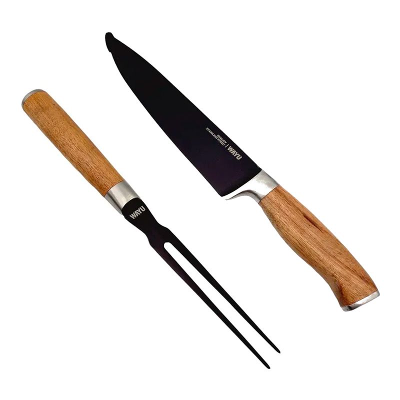 Set-de-cuchillo-y-tenedor-para-asados-fabricados-en-acero-inoxidable-antiadherente-y-madera-genuina-de-acacia.