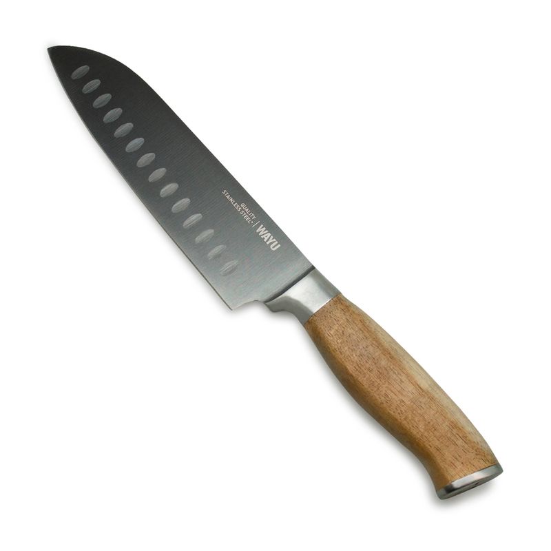 Cuchillo-SANTOKU-PREMIUM-con-hoja-afilada-antiadherente-de-acero-inoxidable-de-7-pulgadas--y-mango-de-madera-de-acacia.