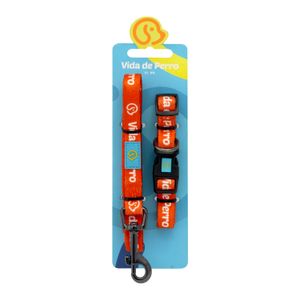 Set de collar con correa para perro de 9,8 x 15,7 pulgadas a base de nylon. - VIDA DE PERRO