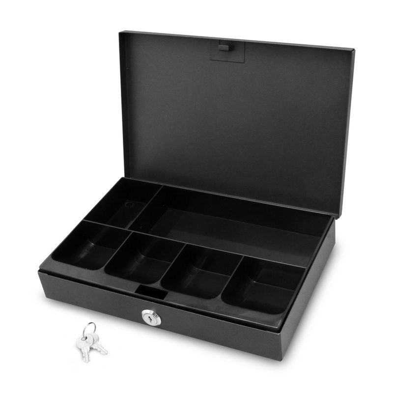 Caja-de-seguridad-de-acero-con-manija-de-facil-traslado.-Contiene-una-bandeja-para-monedas-billetes-y-documentos.