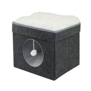 Casa para mascotas plegable recubierta en fieltro con cojín acolchado. - K HOME
