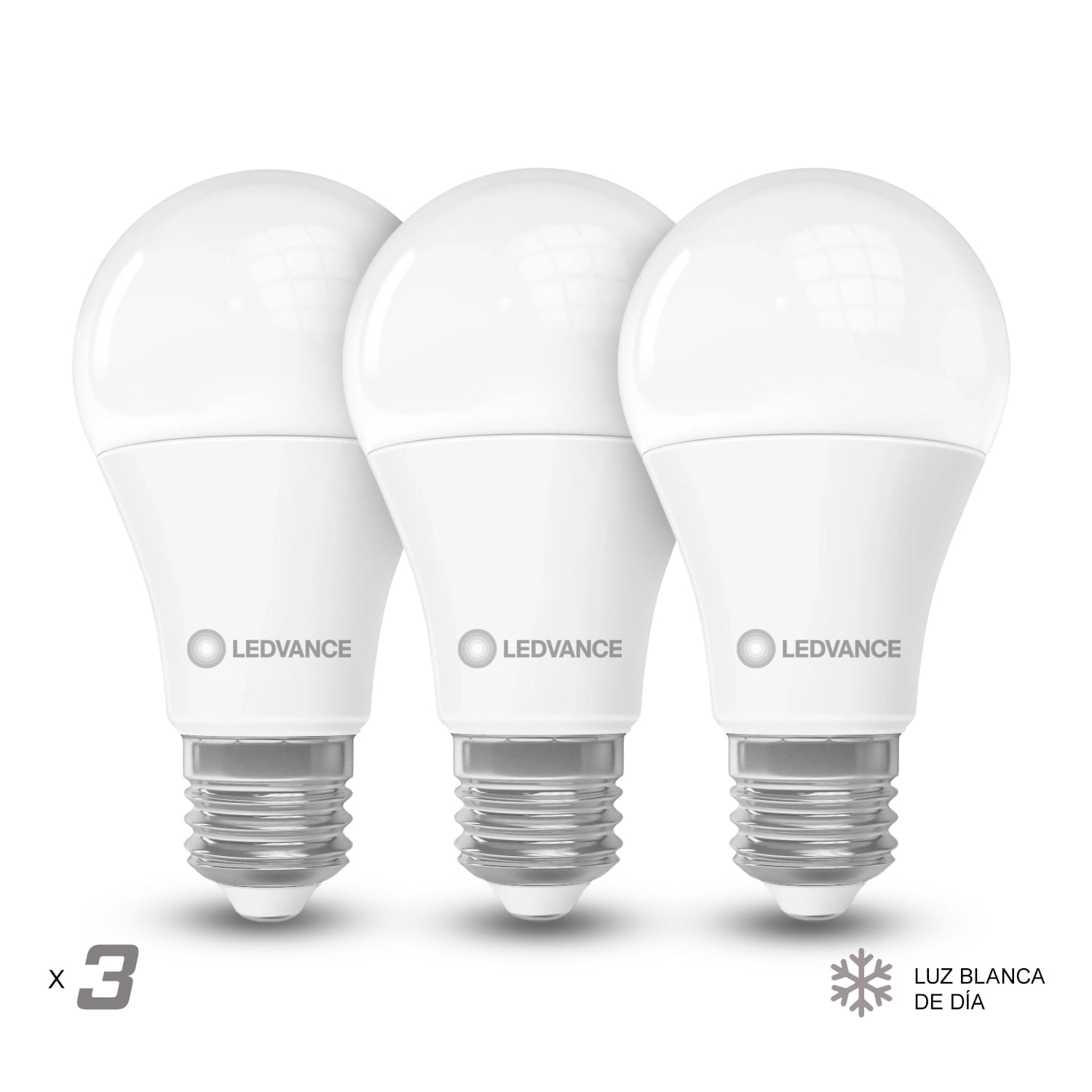 Pack de focos LED tipo bombillo con base estándar E27.