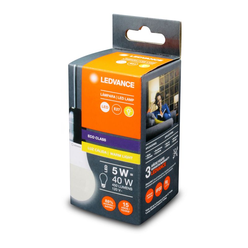 Foco-LED-tipo-bombillo-con-base-estandar-E27.-CARACTERISTICAS--5W-Luz--amarilla-calida-Intensidad-450-lumenes.