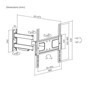Soporte de TV extensible de 32 a 55 pulgadas con diseño que gira, rota e inclina. - K PRO