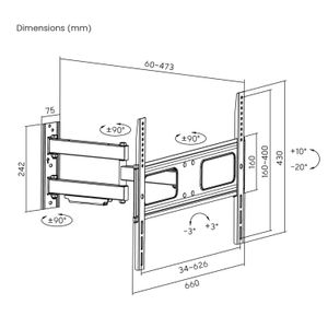 Soporte de TV extensible de 37 a 70 pulgadas con diseño que gira, rota e inclina. - K PRO