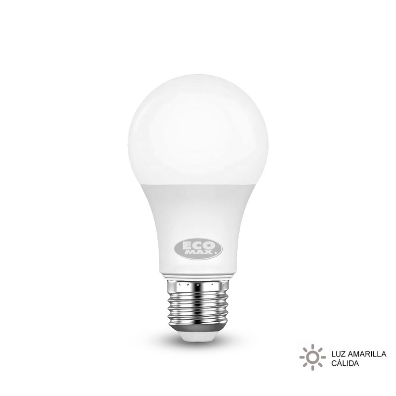 Foco-LED-tipo-bombillo-con-base-estandar-E27.-CARACTERISTICAS--9W-Luz--amarilla-calida-Intensidad-800-lumenes.