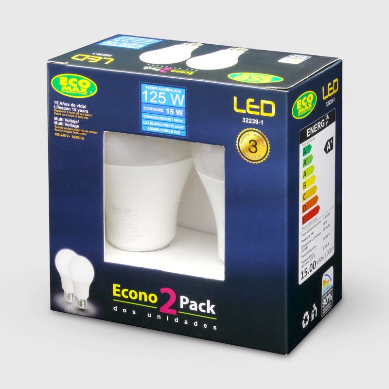 Pack-de-focos-LED-tipo-bombillo-con-base-estandar-E27.-CARACTERISTICAS--15W-Luz--blanca-de-dia-Intensidad-1300-lumenes.
