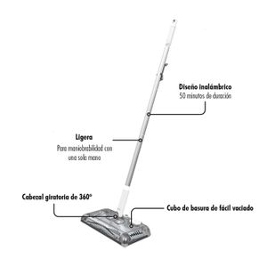 Escoba eléctrica inalámbrica recargable; con cabezal giratorio de 360º. - BLACK + DECKER
