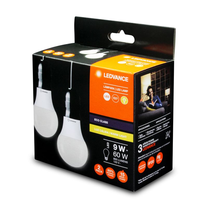 Pack-de-focos-LED-tipo-bombillo-con-base-estandar-E27.-CARACTERISTICAS--9W-Luz--amarilla-calida-Intensidad-800-lumenes.