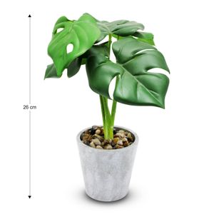 Planta decorativa de 26 cm artificial tipo MONSTERA DELICIOSA. - DECORE