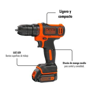 Taladro/atornillador inalámbrico TVVR3/8 + kit de 59 piezas. - BLACK + DECKER