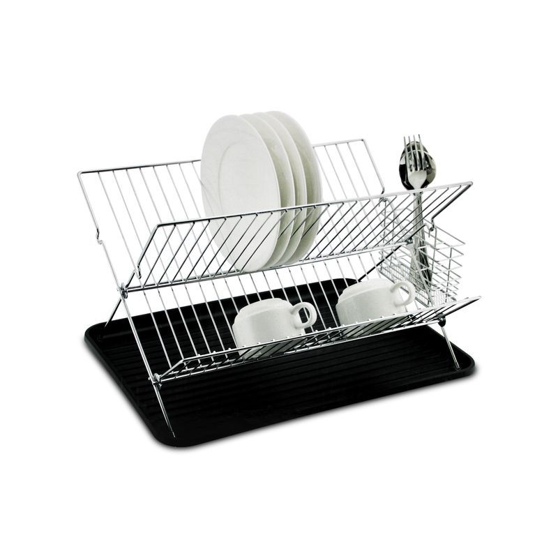 Escurridor-de-platos-con-estructura-de-acero-inoxidable-porta-cubiertos-extraible-y-bandeja-plastica-escurridora.