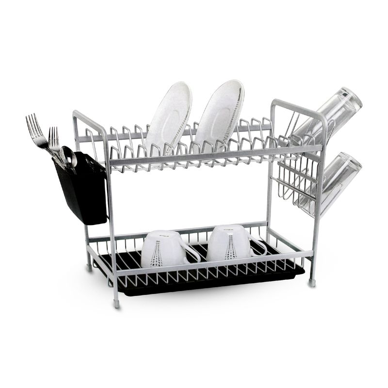 Escurridor-de-platos-de-acero-inoxidable-de-2-niveles-porta-cubiertos-extraible-y-bandeja-plastica-escurridora.