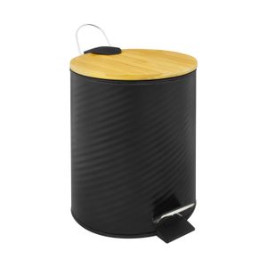 Tacho basurero de 5 lt con tapa de bambú y bandeja para fundas de basura. - WONDER HOUSE