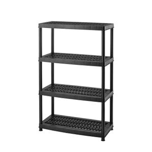 Estantería ventilada multiusos de 4 niveles; resistente hasta 96 kg.