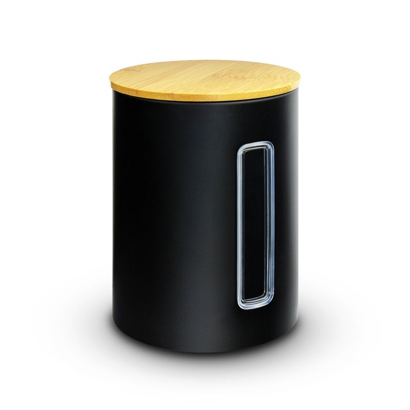 Contenedor-de-almacenamiento-metalico-de-acero-inoxidable-con-visor-transparente-y-tapa-semi-hermetica-de-bambu.