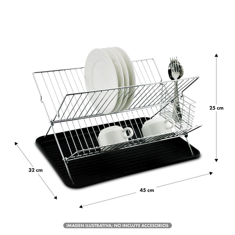 Escurridor-de-platos-con-estructura-de-acero-inoxidable-porta-cubiertos-extraible-y-bandeja-plastica-escurridora.