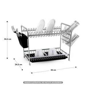 Escurridor de platos de acero inoxidable de 2 niveles. - K PRO