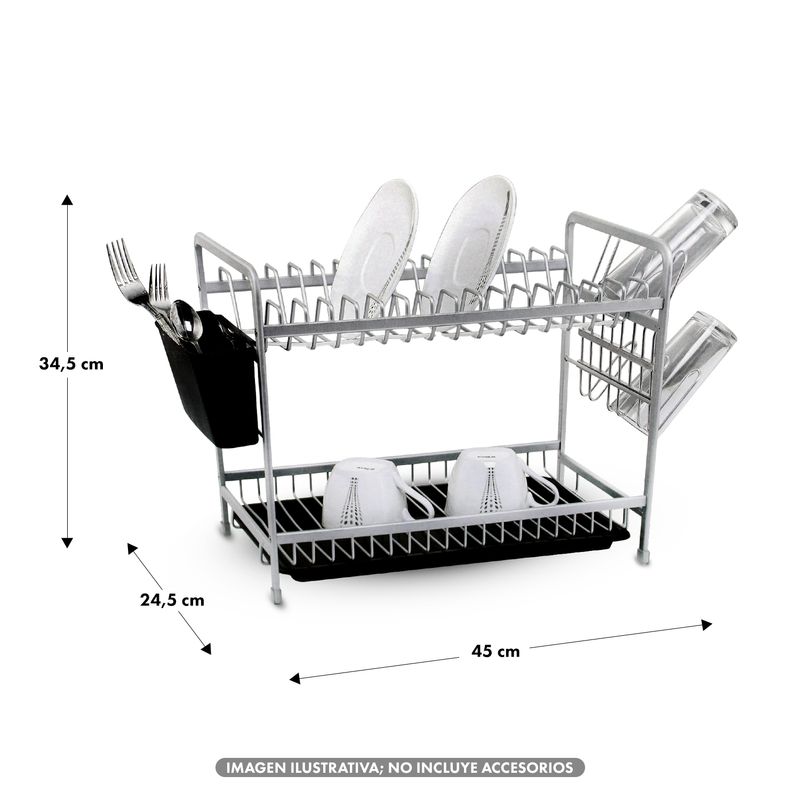 Escurridor-de-platos-de-acero-inoxidable-de-2-niveles-porta-cubiertos-extraible-y-bandeja-plastica-escurridora.