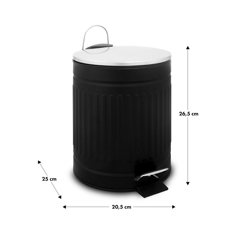 Tacho-basurero-de-5-l-con-mecanismo-de-apertura-mediante-pedal-y-bandeja-interior-extraible-para-fundas-de-basura.