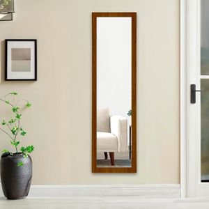 Espejo de pared de 40 x 150 cm con marco de apariencia de madera oscura. - ORGILL