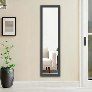 Espejo de pared de 40 x 150 cm con marco negro de apariencia lisa. - ORGILL