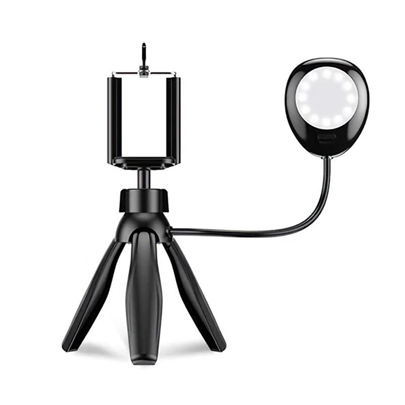 Tripode-con-luz-selfie-para-smartphone-de-hasta-5.5-pulgadas.-Incluye-una-lampara-LED-con-3-niveles-de-intensidad-de-luz.