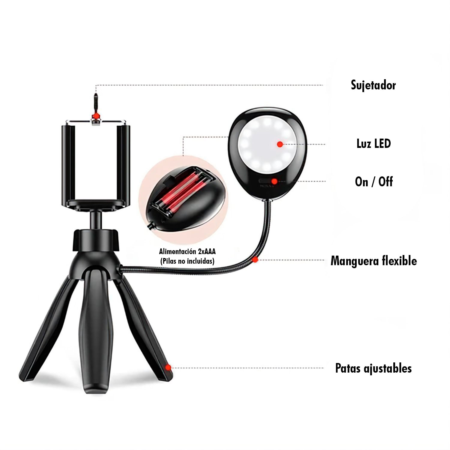 Tripode Flexible Tripode Con Luz Para Camara Tripode-para-telefono