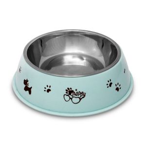 Plato para perro doble con plato de acero inoxidable y base plástica. - PUPPY & CO