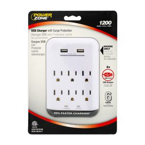 Cortapicos empotrable de 6 tomas frontales + 2 puertos USB de carga. - POWER ZONE