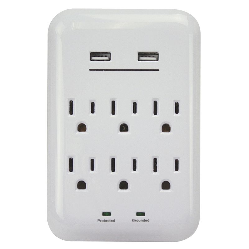 Cortapicos-empotrable-de-6-tomas-frontales---2-puertos-USB-de-carga-