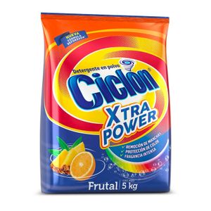Detergente en polvo EXTRA POWER y fragancia frutal; 5 kg. - CICLÓN