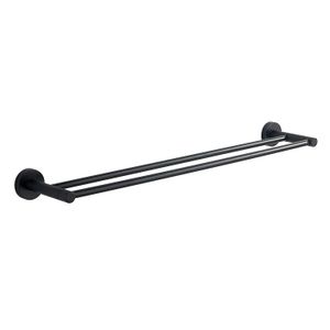 Toallero de baño doble Berlin de laton color negro mate de 63 cm. - BRIGGS