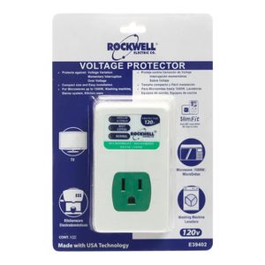 Protector de voltaje plástico de 1 sola toma aterrizada de 140 joules. - ROCKWELL