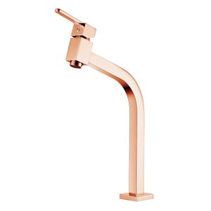 Llave sencilla Livorno pico alto para lavamanos de laton y manilla top rose gold para agua fria. - BRIGGS