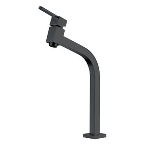 Llave sencilla Livorno pico alto para lavamanos de laton y manilla top negro para agua fria. - BRIGGS