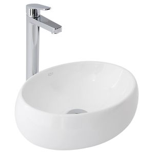 Lavamanos OVAL SLIM con rebosadero blanco. - EDESA