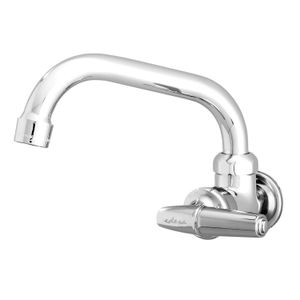 Llave sencilla Corvus pico alto de pared, para cocina de latón cromado. - EDESA